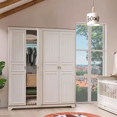 4 eshikli modulli shkaf Almila "Monte" 184,6 x 54,3 x 220 sm (Turkiya) Oq/eman