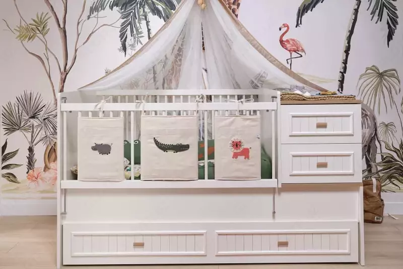 Bolalar karyolasi Almila "Monte" 80 x 180 sm (Turkiya) Oq/eman Chakana savdo