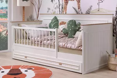 Детская кроватка Almila "Monte Toddler" 90 х 200 см (Турция) Белая/Дуб