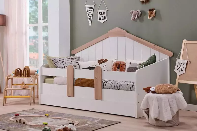 Детская кроватка Almila "Monte House" 90 х 200 см (Турция) Белая/Дуб
