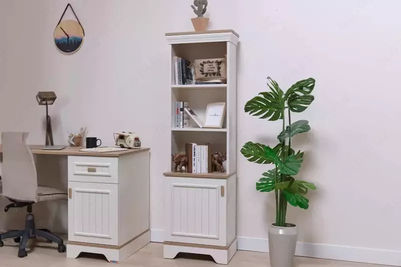 Комбинированный Книжный шкаф Almila "Monte" 49.6 х 35.4 х 164 см (Турция) Белый/Дуб
