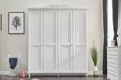 4 eshikli shkaf Almila "Lora" 188,5 x 56,3 x 225 sm (Turkiya) Oq