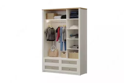 3 eshikli shkaf, tortmalari bilan Almila "Corso" 147,7 x 53 x 216,2 sm (Turkiya) Bej/Oq