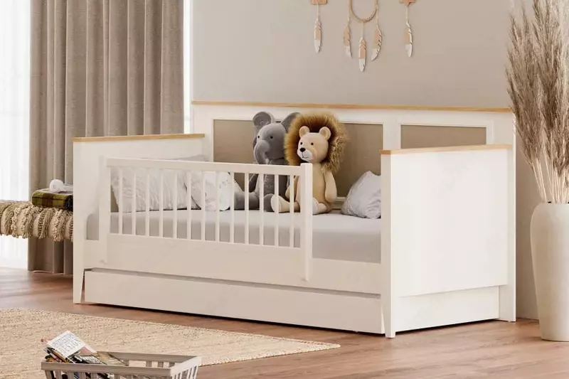 Детская кроватка для малышей Almila "Corso" 90 х 200 см (Турция) Бежевая/Белая Магазин турецкой детской мебели "ALMILA"