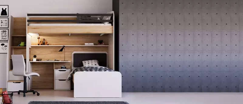 Комплект "Умной" мебели Almila "New Options" (Турция) Дуб/Белый Магазин турецкой детской мебели "ALMILA"