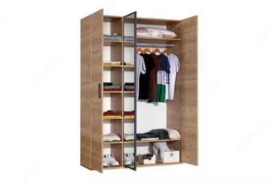 Шкаф 3-х дверный (глухой, зеркальный) Almila "New Options-Irony" 135 х 54.1 х 205 см (Турция) Дуб