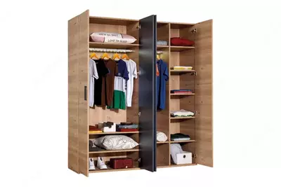 Шкаф 4-х дверный (глухой, зеркальный) Almila "New Options-Irony" 180 х 54.1 х 210 см (Турция) Дуб