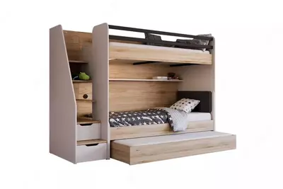Двухъярусная многофункциональная кровать Almila "New Options Ranza" 90 х 200 см (Турция) Дуб/белая