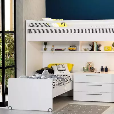 Двухъярусная многофункциональная кровать Almila "Neo Sarı Ranza" 90 х 200 см (Турция) Серая/Белая/Желтая