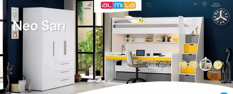 2-х дверный шкаф Almila "Neo Sarı" 98 х 61.5 х 140 см (Турция) желтый Только в розницу