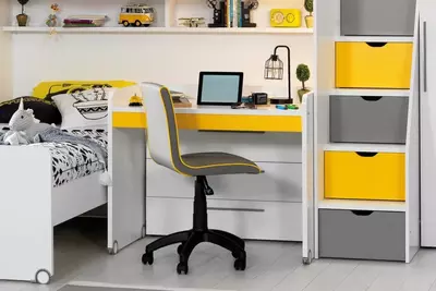 Письменный стол (средний) Almila "Neo Sarı" 106.2 х 60.8 х 86 см (Турция) Белый/Желтый