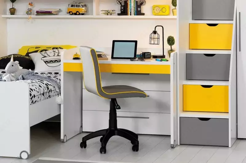 Письменный стол (средний) Almila "Neo Sarı" 106.2 х 60.8 х 86 см (Турция) Белый/Желтый - по запросу