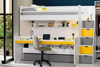 Письменный стол (большой) Almila "Neo Sarı" 204.3 х 60.8 х 86 см (Турция) Белый/Желтый