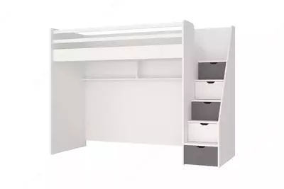 Двухъярусная многофункциональная кровать Almila "Neo Grey" 90 х 200 см (Турция) Белый/Серый