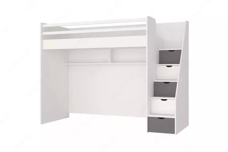Двухъярусная многофункциональная кровать Almila "Neo Grey" 90 х 200 см (Турция) Белый/Серый