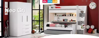 Двухъярусная многофункциональная кровать Almila "Neo Grey" 90 х 200 см (Турция) Белый/Серый