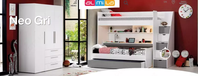 Выдвижной модуль детской кроватки Almila "Neo" Серый 80 х 180 см (Турция)