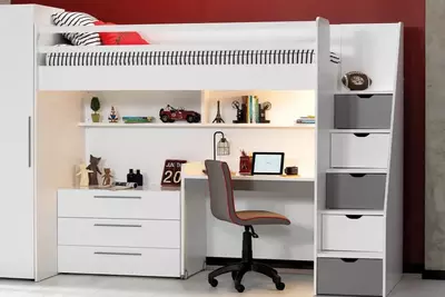 Письменный стол (средний) Almila "Neo Grey" 106.2 х 60.8 х 86 см (Турция) Белый/Серый