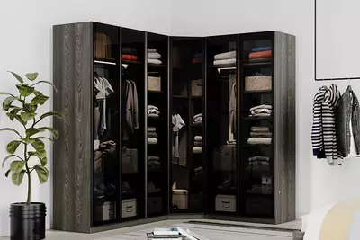 3 eshikli almila plyus shkafi, qora eman