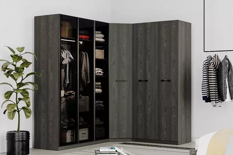 3 eshikli almila plyus shkafi, qora eman