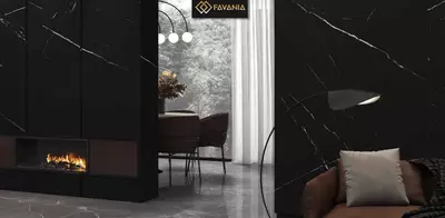Керамическая плитка (настенная) "FAVANIA" Pietra Black (Матовая)