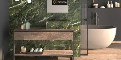 Керамическая плитка (универсальная) "FAVANIA" Verde Stone (Полированная)