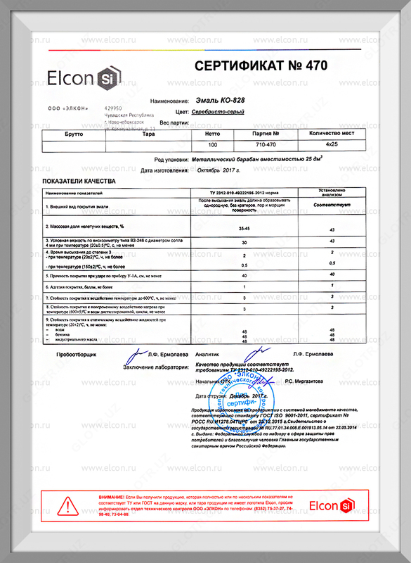 Issiqlikka chidamli emal KO-828