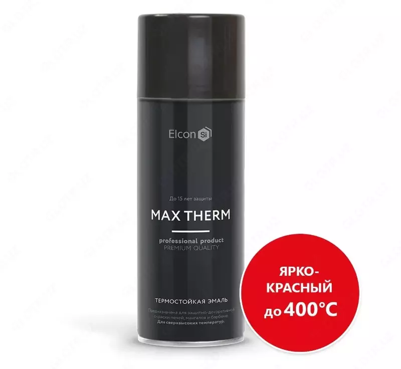 Термостойкая антикоррозионная эмаль Max Therm, ярко-красный/400-1000⁰С/520 мл/аэрозоль