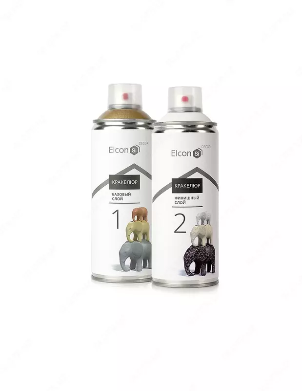 Craquelure to'plami Elcon kumush ustidan fil suyagi / 520 ml + 520 ml / aerozol