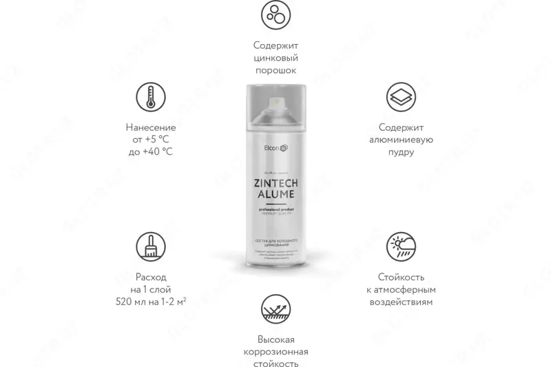 Грунт-эмаль Elcon Zintech Alume аэрозоль