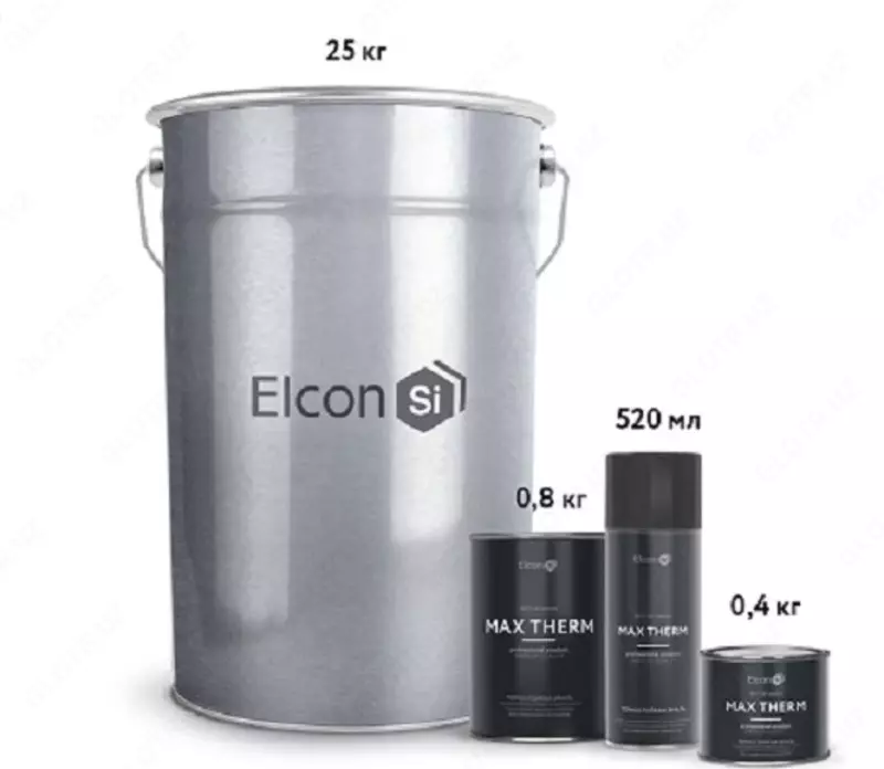 Elcon Max Therm issiqlikka chidamli emal ko-8101, ko-8104, ko-868, ko-870, Ko-8111, ko-828, kulrang, 400°S