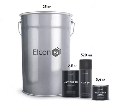 Elcon Max Therm issiqlikka chidamli emal ko-8101, ko-8104, ko-868, ko-870, Ko-8111, ko-828, kulrang, 400°S