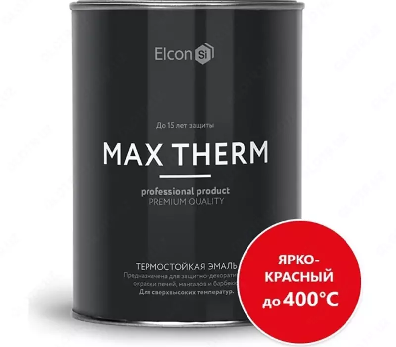 Elcon Max Therm issiqlikka chidamli emal ko-8101, ko-8104, ko-868, ko-870, Ko-8111, ko-828, yorqin qizil (ral 3020), 400°S