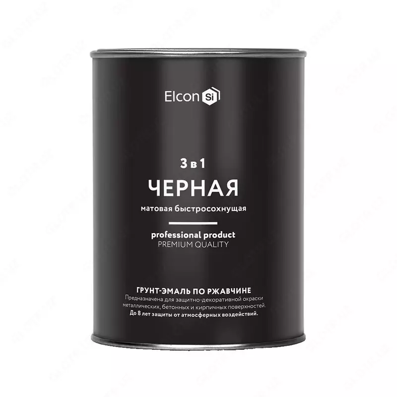 Elcon 3 dan 1 gacha zang emalli tuproq, qora (ral 9005)