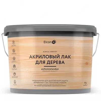 Yog'och uchun akril lak Elcon (Rangsiz / Bo'yash uchun asos / 9 l)