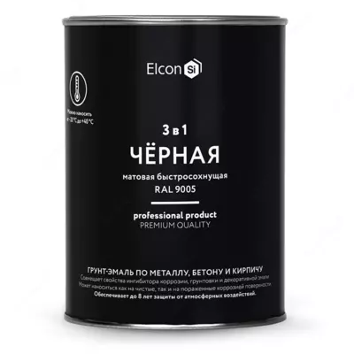 Грунт-эмаль Elcon 3 в 1 быстросохнущая ( Цвет: Черный / Mатовый )