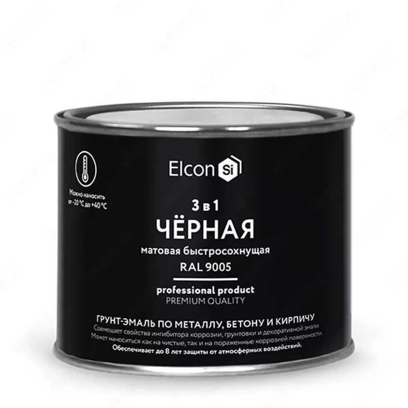 Грунт-эмаль Elcon 3 в 1 быстросохнущая ( Цвет: Черный / Mатовый )
