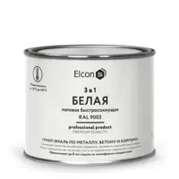 Грунт-эмаль Elcon 3 в 1 быстросохнущая ( Цвет: Белый / Mатовый ) - от {0} сум