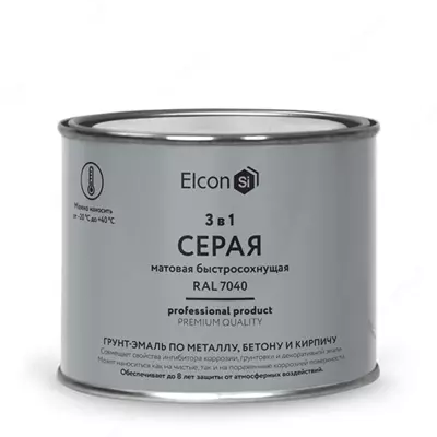Грунт-эмаль Elcon 3 в 1 быстросохнущая ( Цвет: Серый / Mатовый )