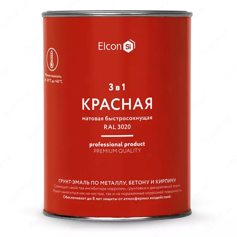 Грунт-эмаль Elcon 3 в 1 быстросохнущая ( Цвет: Красный / Mатовый )