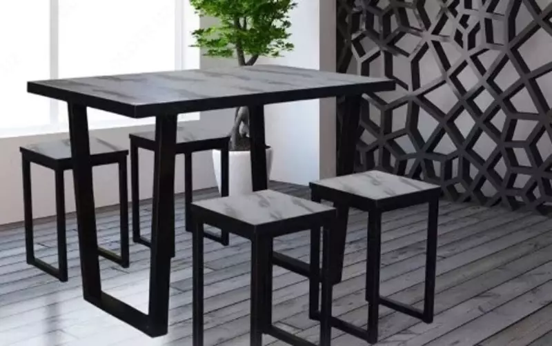 Стол со стульями в стиле лофт. Комплект №1