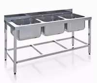 Трехсекционная цельносварная мойка ITM-235 600 х 700 х 860 мм (Нерж. сталь)