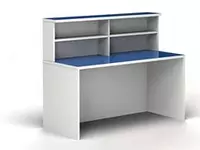 Письменный стол для поста медсестры ITM-137-1 1500 х 600 х 750-1100 мм (ЛДСП) Белый/голубой
