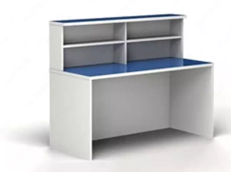 Письменный стол для поста медсестры ITM-137-1 1500 х 600 х 750-1100 мм (ЛДСП) Белый/голубой