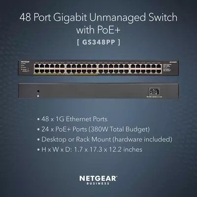 14 819 000.7 сум / шт. Коммутатор NETGEAR Ethernet GS348PP - Неуправляемый PoE