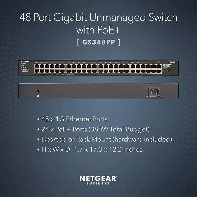 от {0} сум Коммутатор NETGEAR Ethernet GS348PP - Неуправляемый PoE