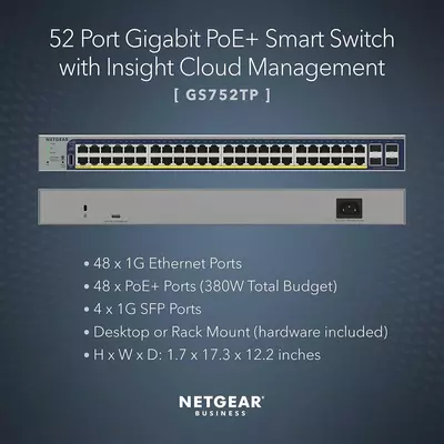 Коммутатор NETGEAR GS752TP с PoE 48 портов - 1 640 сум / шт.