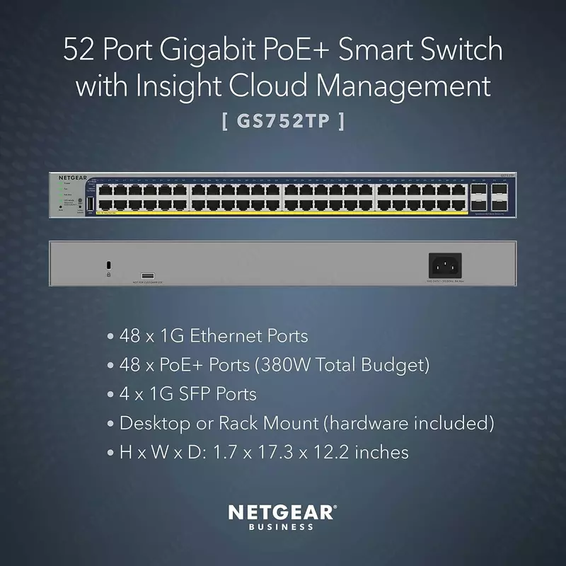 Коммутатор NETGEAR GS752TP с PoE 48 портов - от {0} сум