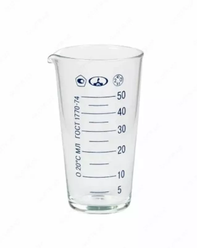 50 ml hajmli o'lchov shisha stakan (dona)