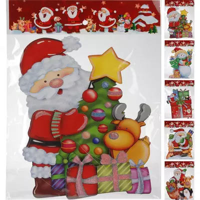 Интерьерные новогодние наклейки (наклейка-лизун)